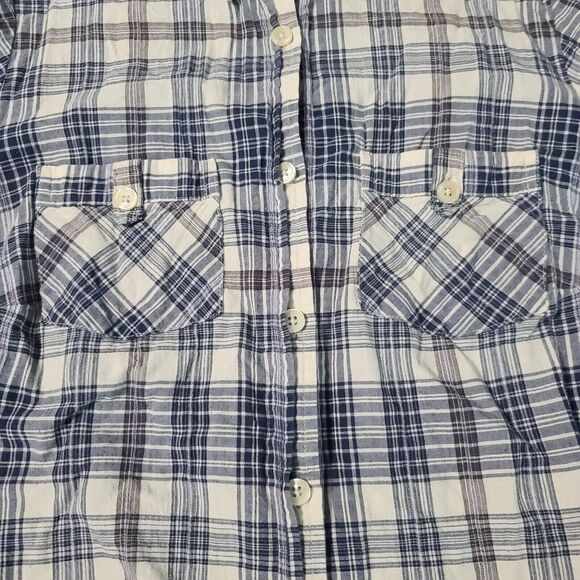 Liz Claiborne Womens Button Up Blouse Multicolor Size 1X Cotton Blend Stretch - Picture 10 of 12